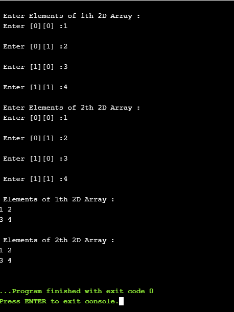 C++ program on 3 dimenstional array